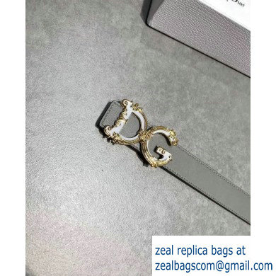Dolce  &  Gabbana Width 3cm Belt Gray with Baroque DG Logo